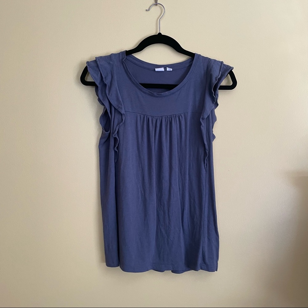 Blue ruffle tank top